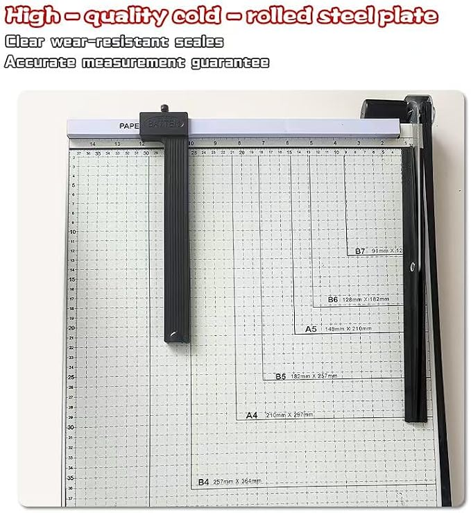 Guillotine Paper Cutter 18 Inch - Professional Large Paper Heavy Duty Trimmer, Steel Base 12-Sheet Capacity for Cardstock & Photos, Safety Lock & Self-Sharpening Blade for Office, School, Craft Studio