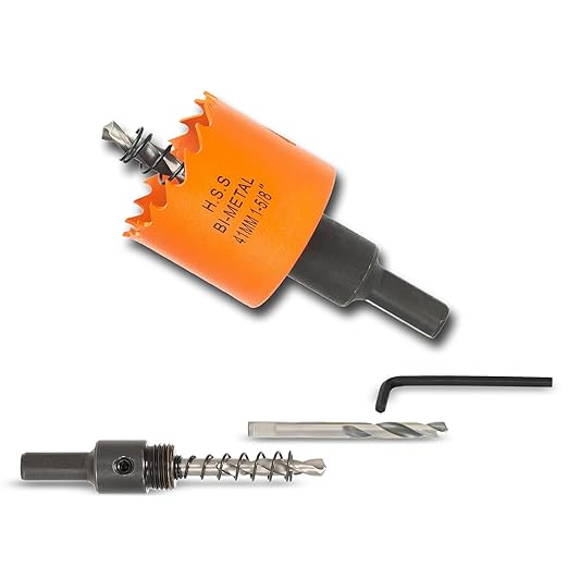 1-5/8 Inch Hole Saw with Arbor for Wood Metal Plastic, 1.625 in Bimetal Hole Cutter, Fast Chip Removal, Smooth Flat Drilling Edge