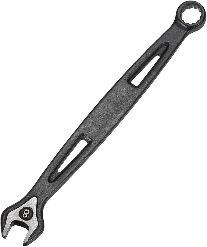 HARFINGTON Combination Wrench 8mm Metric Extra Long 12-Point Box and Open End Carbon Steel Double Ended Industrial Grade Spanner for Automotive Furniture Machinery DIY Repair, Black