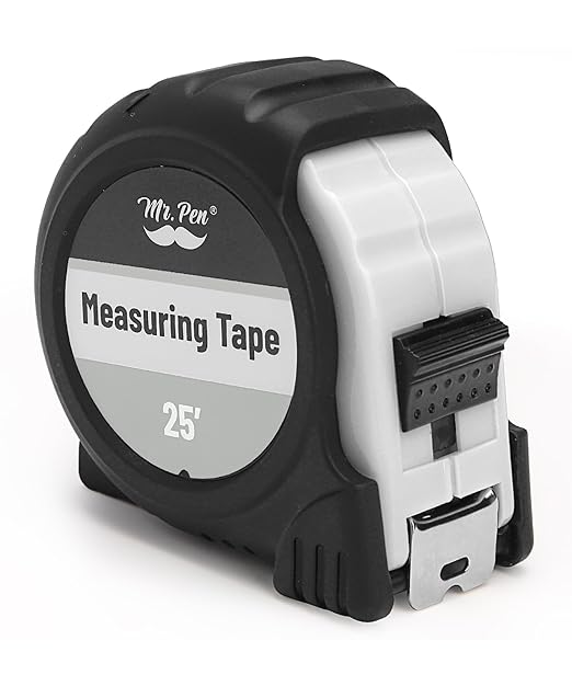 Mr. Pen- Retractable Tape Measure 25 ft, White, Easy Read, Steel Retractable Measuring Tape with Fractions, Ideal for Construction & DIY Projects