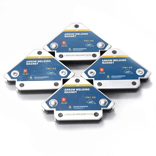 28lb Welding Magnets, Heavy Duty Magents Holder, 4Pcs 3" Strength Strong Magnetic Clamps Arrow Holder Metal Working Mig Tools and Equipment 45, 90, 135 Degree Angle in Soldering, Marking Off, Pipe