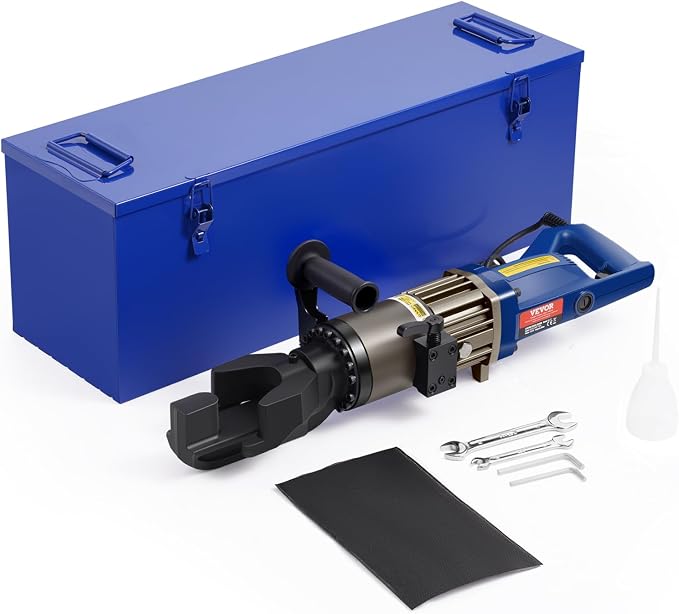 VEVOR Electric Hydraulic Rebar Bender, 1500W Portable Rebar Bending Machine, Bending up to 3/4 Inch #6 (6-20mm) within 4 Seconds, High Power Steel Rebar Bender w/Tool Case Oil Can,Black Blue RN-22