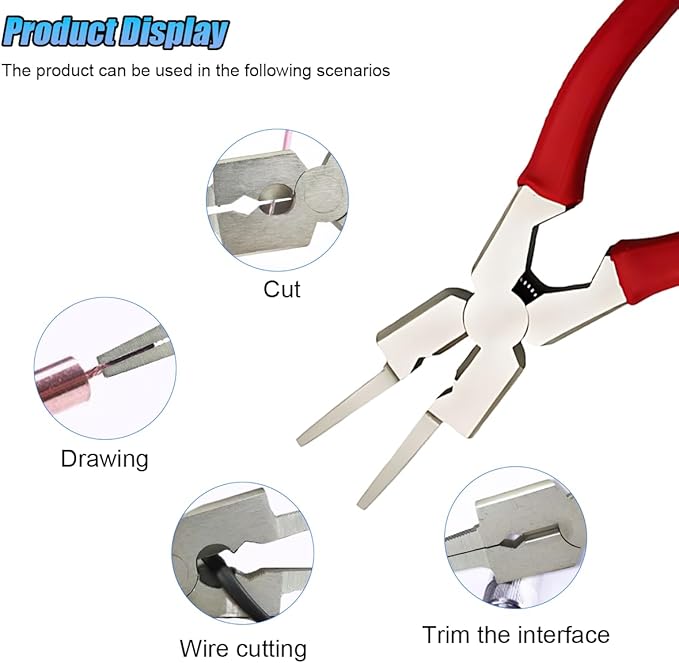 ZIMISI 8"MIG Welding Pliers, Multi-Functional Welding Tool Plier Clip with Anti-Slip Handle, High Carbon Steel Anti-Rust Welder Plier with Long Nose, Fits Scraping, Wire Cutting (Red)