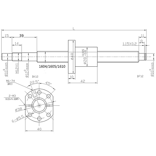 HGR20-500mm Linear Slide Rails + 1PCS SFU1605-550mm Anti-Reverse Ballscrew with BF/BK12, Nut Housing, Coupling with 4pcs Bearing Block Linear Guide Rail Set High Precision CNC Parts for CNC