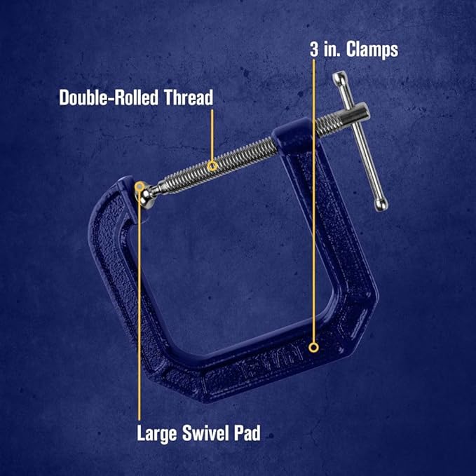 Irwin Quick-Grip 100 Series Deep Throat C-Clamp, 3 In By 4 1/2 In