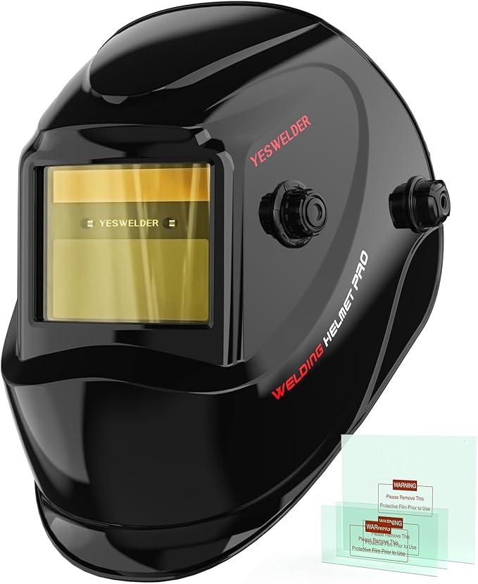 YESWELDER Auto Darkening Welding Helmet, Blue Light Blocking, 1/1/1/1 True Color Solar Powered Welding Hood with 2 Arc Sensors, Wide Shade 3.5/9-13 Welder Mask for TIG MIG ARC and Grind