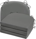 Cozyide Outdoor Chair Cushions, Waterproof Patio Seat Cushions with Adjustable Straps, Round Corner Patio Chair Cushions for Garden, Dark Grey, 17x16x2 Inch (Pack of 4)