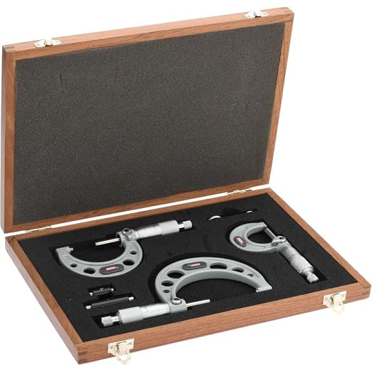 3-Piece SPI 17-634-7 Calibrated Mechanical Outside Micrometer Set: 0 to 3 inch Range