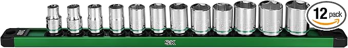 SK Tools 3/8" Drive, 12 Piece, 6 Point, Standard, Metric Chrome Socket Set