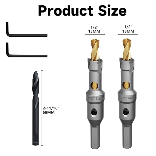 Metal Hole Saw 1/2''(13mm) 2Pcs Set Heavy Duty Tungsten Carbide Tipped Hole Cutters Set with a nitrided Step Drill and L-flench, for Steel Iron,Aluminum,Stainless stell