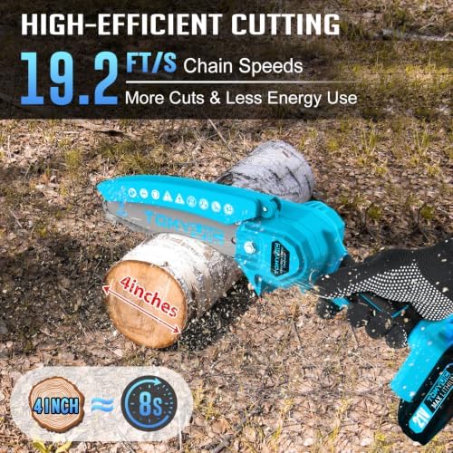 Mini Chainsaw 6-Inch Battery Powered - Best Cordless Small Handheld Chain Saw with 2 Rechargeable Batteries - 21V Power Chain Saws Battery Operated for Tree Trimming Wood Cutting
