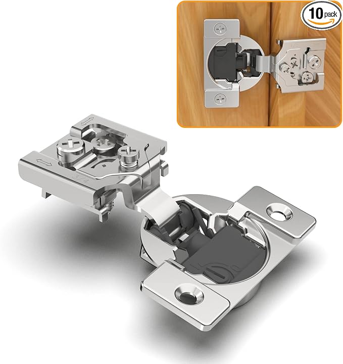 Chibery 10 Pack 3/4" Overlay 4D Soft Close Concealed Hinges for Face Frame Door, Adjustable Closing Speed, Smooth Slow Self Close Hinges, Satin Nickel, 105° Open Angle Stainless Steel Cabinet Hinges