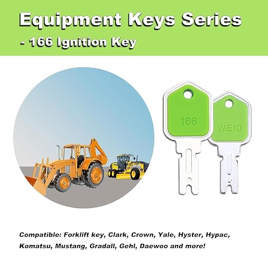 166 Equipment Ignition Key Pack of 9, Hyster Forklift Key Hyster Heavy Equipment Keys Compatible for Yale Komatsu Crown Gehl GraDall