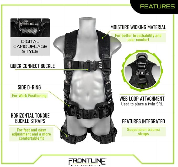 Frontline Full Body Harness | Suspension Trauma Straps| OSHA & ANSI Compliant
