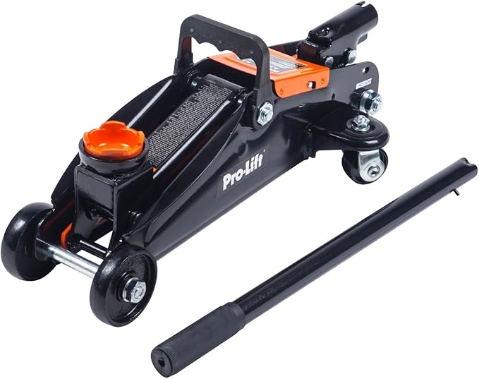 Pro-Lift Hydraulic 1.5 Ton Trolley Jack Car Lift with Blow Molded Storage Case - 3000 LBS Capacity Orange
