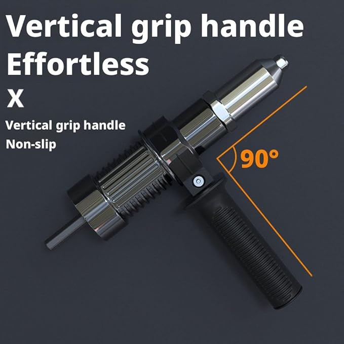 Professional Electric Rivet Gun Adapter Kit,2026 New PopElectric Rivet Gun Adapter Kit,Cordless Electric Drill Riveter Insert Nut Tool,Removable Handle 4 R-ivet Heads for Metal & Aluminum Work