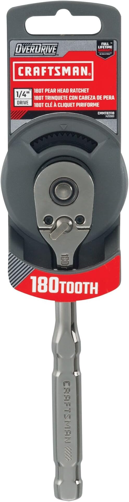 CRAFTSMAN OVERDRIVE 1/4" Drive 180T Pear Head Ratchet (CMMT82110)