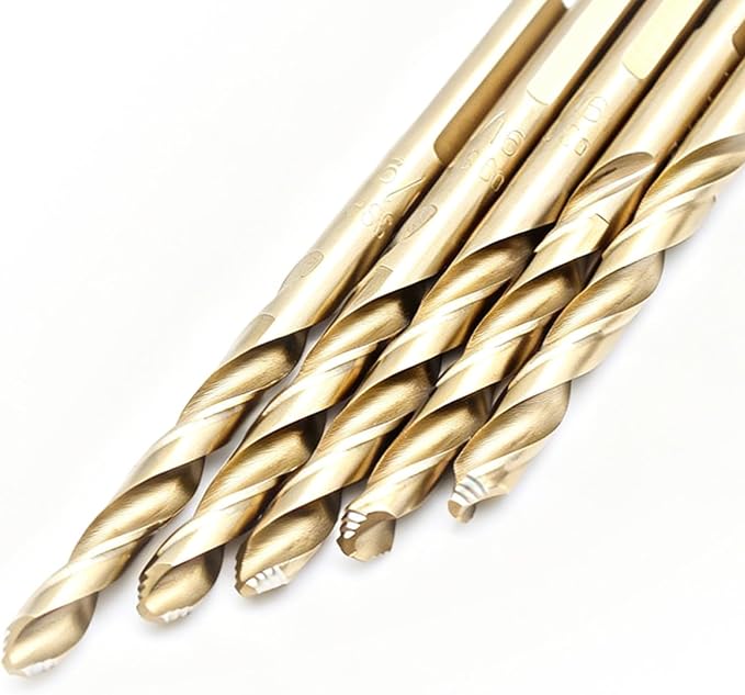 TEMO 5 pc 3/16 Inch M35 Stepped Point Jobber Drill Bit, Easy Boost Twist Drill Bit Set for Acrylic Metal, Steel, Wood, Plastic
