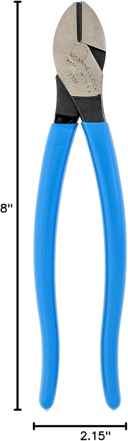 Channellock E338 8-Inch Diagonal Cutting Pliers with Xtreme Leverage Technology (XLT) Requires Less Force to Cut than Other High-Leverage Models | Laser Heat-Treated Cutting Edge for Extended Life | Forged from High Carbon Steel | Made in USA