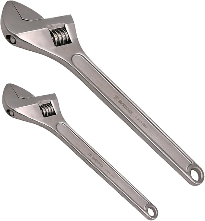 WEDO 2PCS Adjustable Wrench Set 4",6",Stainless Steel | Wide Jaw Spanner,Professional Spanner,Precision Jaws,Corrosion Resistant,For Automotive,Home and Plumbing Repairs