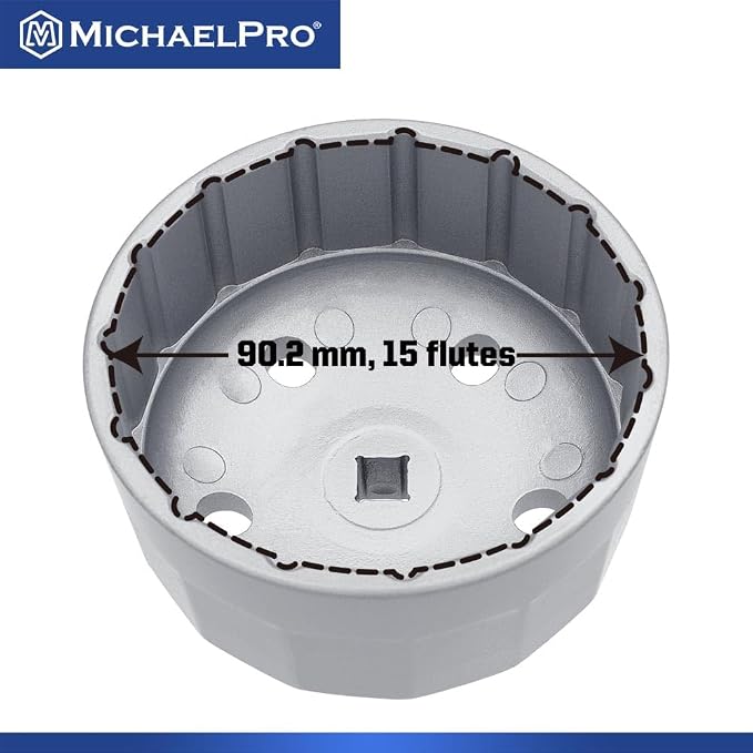 MichaelPro 90.2mm Oil Filter Cap Wrench Compatible with Land Rover (3.0L, 4.2L, 4.4L, 4.6L, 5.0L Gas Engines), 15 flutes, Easily Remove Stubborn Oil Filters | MP009100