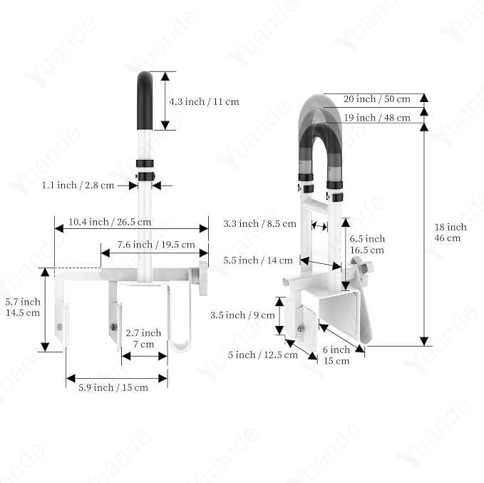 Bathtub Grab Bar,YuanDe 20x6 Inch Adjustable Bathtub Safety Rail