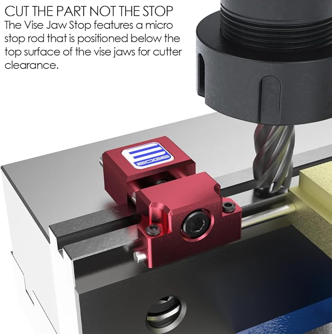 14-000 Vise Jaw Stop - Low Profile, CNC & Manual Milling Machine Workstop, Compact Design, Total Endmill Clearance
