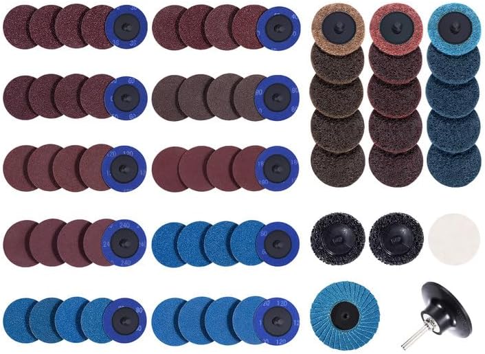 S SATC 2 Inch Sanding Discs 70PCS Die Grinder Sanding Disc with 1/4" Holder for Die Grinder Surface Conditioning Disc for Burr Finish Rust Paint Removal
