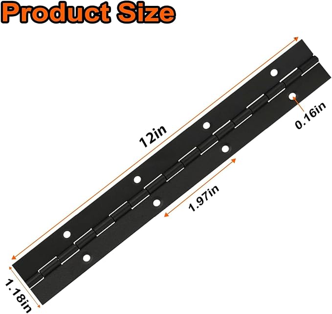12In Piano Hinge Sets, 6Pcs Heavy Duty Door Hinges with Holes, Stainless Steel Piano Hinge for Mailbox, Wood Furniture Tool/Storage Boxes, Cabinets Door, Piano