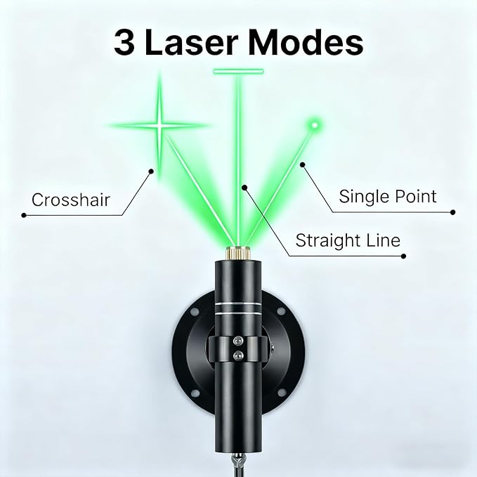 2 Pack Three-Head Green Laser Level with 2M Charger | 520nm Cross/Linear Laser Generator | Rechargeable Alignment Tool for Woodworking, Construction & Fabric Cutting (Base & AC/DC Adapter)