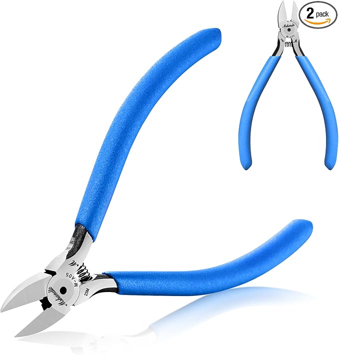 Wire Cutters, 5" Flush Cutters for Electronic Component, CR-V Side Cutters for Crafting, Ultra-Sharp Diagonal Cutters, Flush Cut Pliers for Jewelry Making, Plastic, Soft Copper Wire (2Pack)