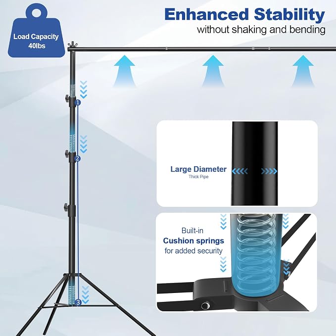 10x10FT Heavy Duty Backdrop Stand, Photo Back Drop Stand Kit