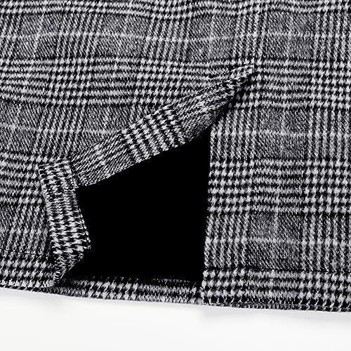 IDEALSANXUN Plaid Skirts for Women Fall Winter Knee Length Pencil Wool Skirt with Slit