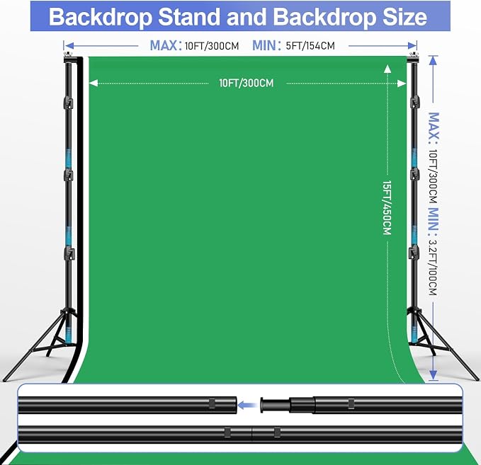 EMART Heavy Duty Photo Backdrop Stand kit 10 x 10 FT with 3 Pcs Backdrops