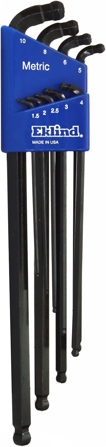 EKLIND 17609 Double-Ball-Hex-L Key allen wrench - 9pc set Metric MM sizes 1.5-10 Extra Long