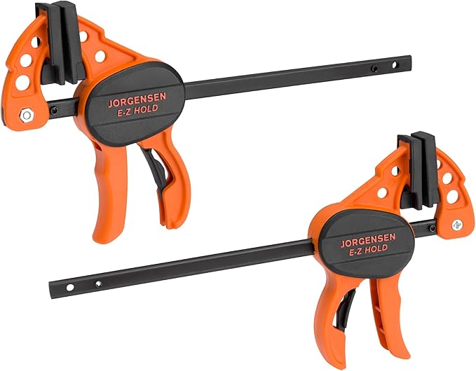 Jorgensen E-Z Hold Clamps 4 Inch Bar Clamps 2 Pack, One Hand Clamp Quick Grip, Mini Bar Clamps for Woodworking, Bar Clamps for Woodworking, Hobby Craft Woodworking Clamps