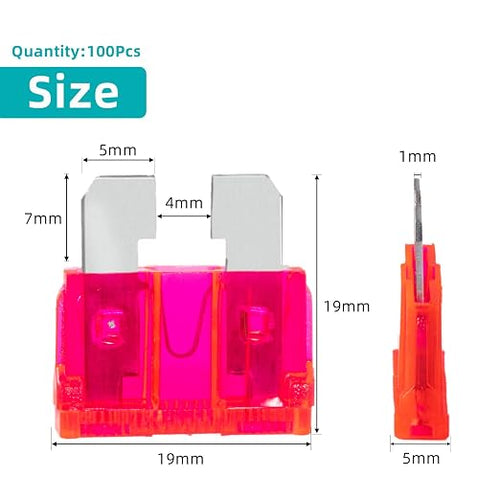 100Pcs 4 Amp Fuses Stanbdard Fuse, 4A Car Fuse Blade for Automotive, Truck, Boat, Motorcycle