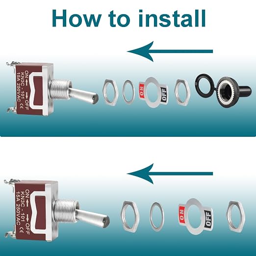 Toggle Switch 12v DC 30A, 2Pack 2Pin SPST ON Off Switch with Waterproof Boot Cap Cover for Auto Car Marine Boat.