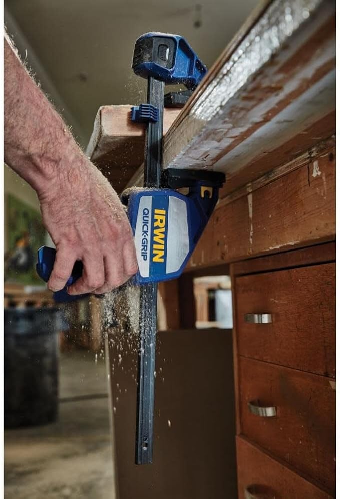 IRWIN QUICK-GRIP Bar Clamps for Woodworking, One-Handed, Heavy-Duty, 12" (1964712)
