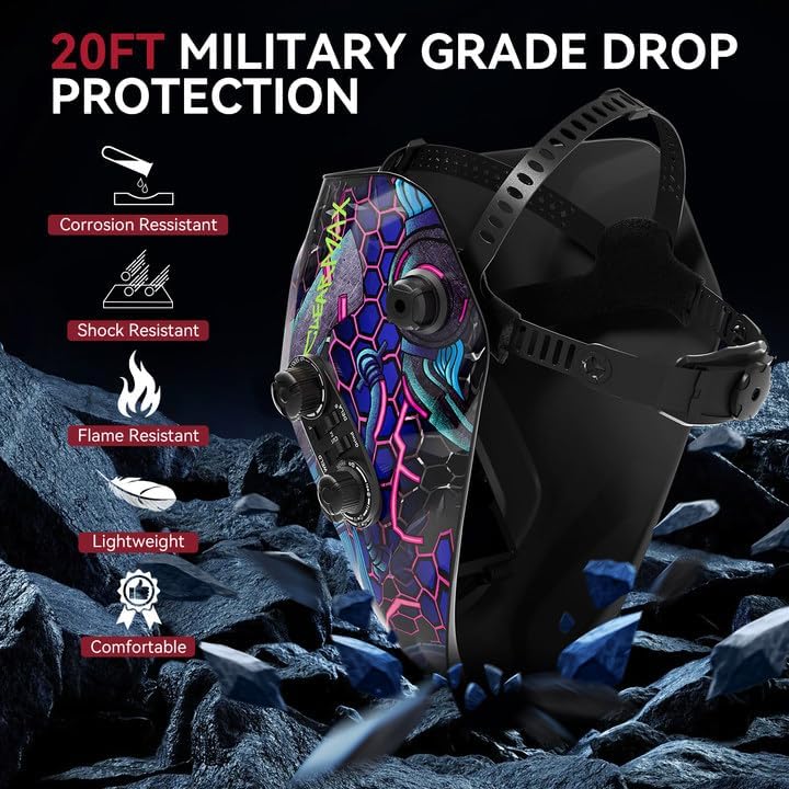 ARCCAPTAIN Auto Darkening Welding Helmet, 3.94"X3.66" Large Viewing Screen