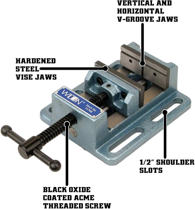 Wilton Low-Profile Drill Press Vise, 6" Jaw Width, 6" Jaw Opening, 2" Jaw Depth (Model LP6)