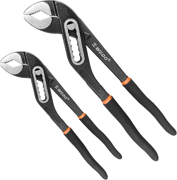 WEDO 2 PCS Groove Joint Pliers Set,CR-V Steel,10" and 12" Slip Joint Pliers,Adjustable Water Pump Pliers,Die-forged, Heat Treatment,Perfect for Plumbing Repair and Basic Home Maintenance