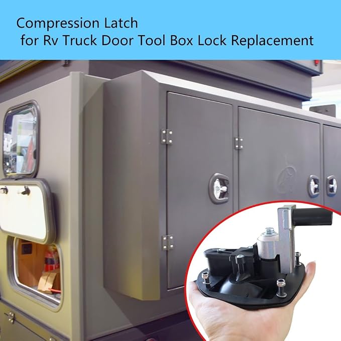 Single Point Compression Latch for Underbody Truck Tool Box Replacement Latch with Blind Studs, 1pc T-Handle Folding Design for Universal Toolbox Door Locks Truck Boxes Locks (Black-)