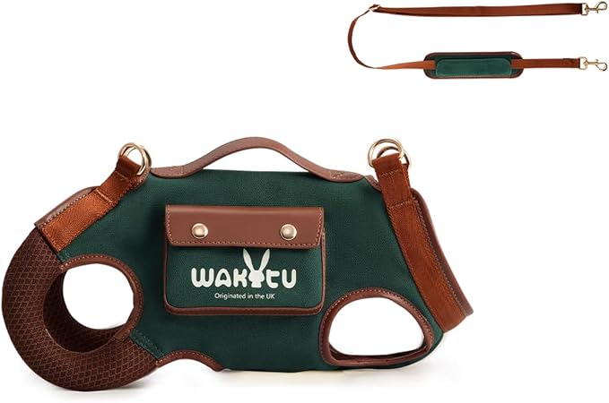 Wakytu Dog Lift Harness Dog Carrier Sling for Small Dogs & Cats,L | stylish puppy sling carrier with handle & pocket,adjustable leash,walking & travel