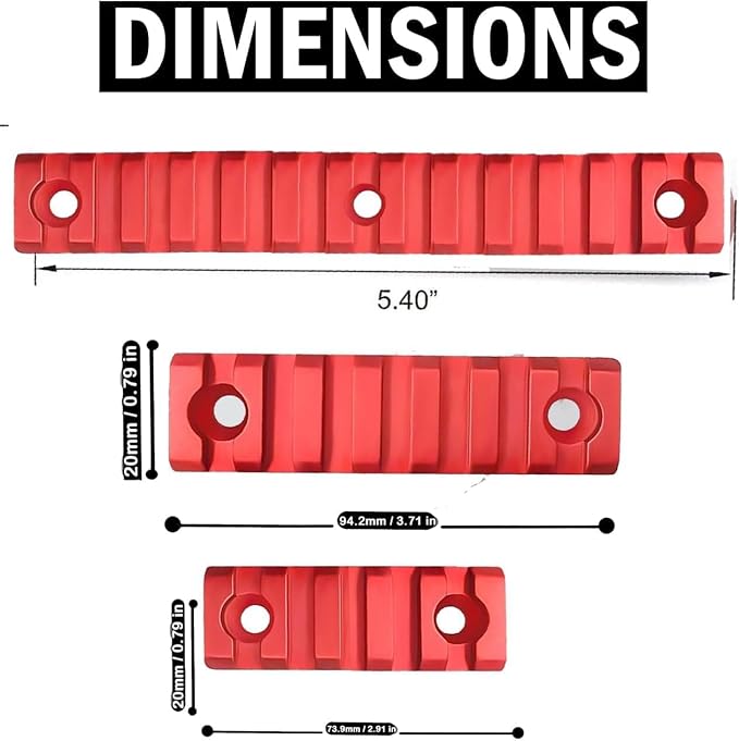 Gotical Combo of 5 Slots & 7 Slots M-Lock Rail Picatinny Rail Section Adapter Super Value Pack M-Lock with Set of Screws ML0K Picatinny Accessory Rail (Pack of 8 - Slots, Trigger & Attachment)