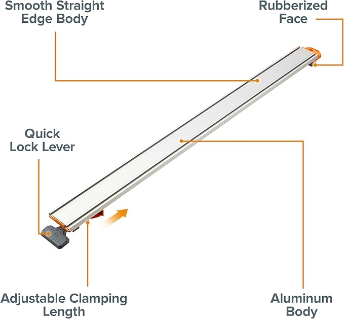 BORA 36" NGX Circular Saw Guide | Precision Cutting Guide for Circular Saw | Straight Edge Track Saw Guide Rail with Quick Lock Lever 544036