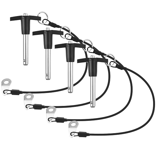 4 Pack T Handle Quick Release Pin 3/8 Inch Diameter,304 Stainless Steel Ball Locking Pin with Push Button Lanyard Usable Length 1.57"(9.5mm x 40mm)