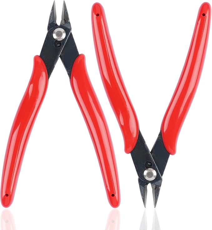 1 Pack Micro Wire Cutters, 5 Inches Flush Cutters Pliers, Diagonal Side Cutters Nippers, Zip Tie Sprue Cutter for Electronics, Plastic Models, Jewelry (Red)
