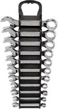 TEKTON Stubby Combination Wrench Set, 11-Piece | WCB92401 | (1/4 - 3/4 in.), Wrench Holder, Chrome Finish