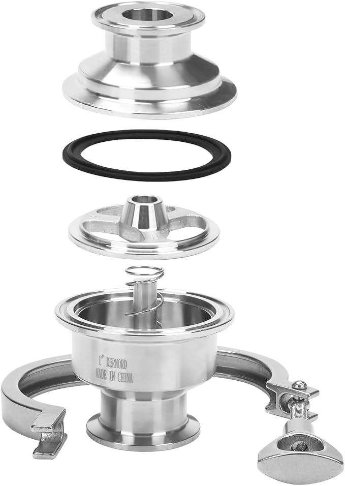 DERNORD Sanitary Check Valve - One Way Flow - 1.5" Tri Clamp Style, Stainless Steel 304, FKM Gasket (1 Inch Tube OD)